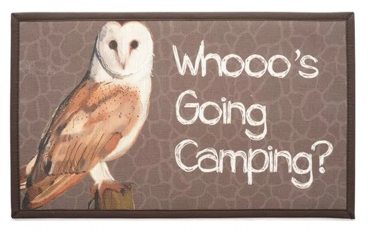 STRB-14854-20 – KITTRICH Door Mat, For Indoor Or Outdoor Use Whooos Going Camping Non-Woven Polyester Fabric Surface/...